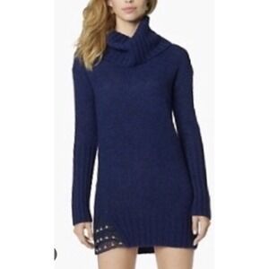 JUICY COUTURE Cowl Neck Wool/Alpaca SWEATER DRESS Rhinestone Bead Chifon